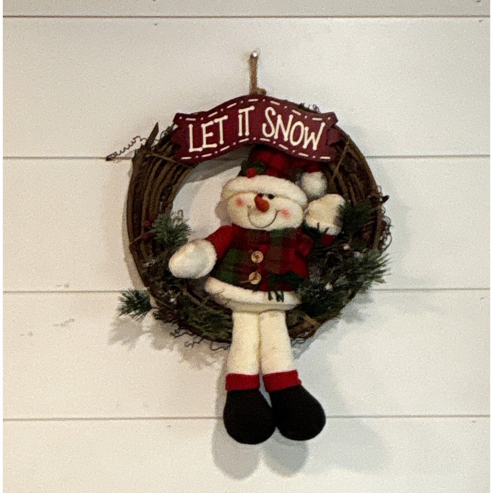 Prima Creations Let It Snow Snowman Christmas Door Wreath 13" across